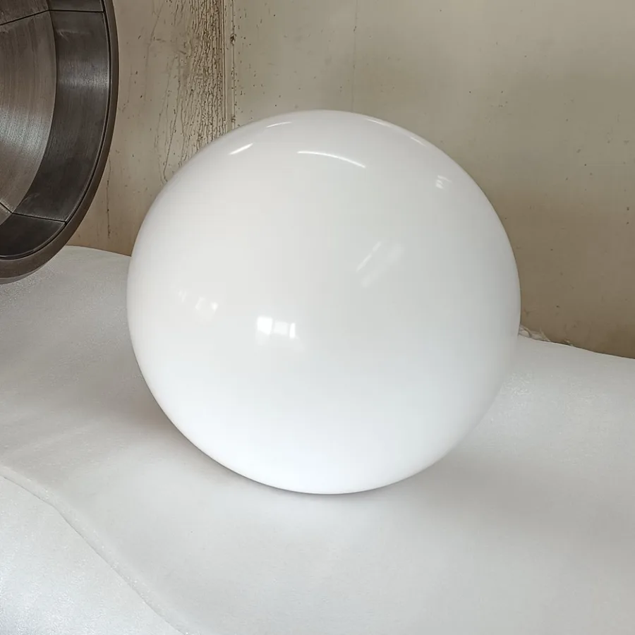 Finished large-diameter virgin PTFE ball after machining at Hemsun Engg. Industries, Dahegam plant